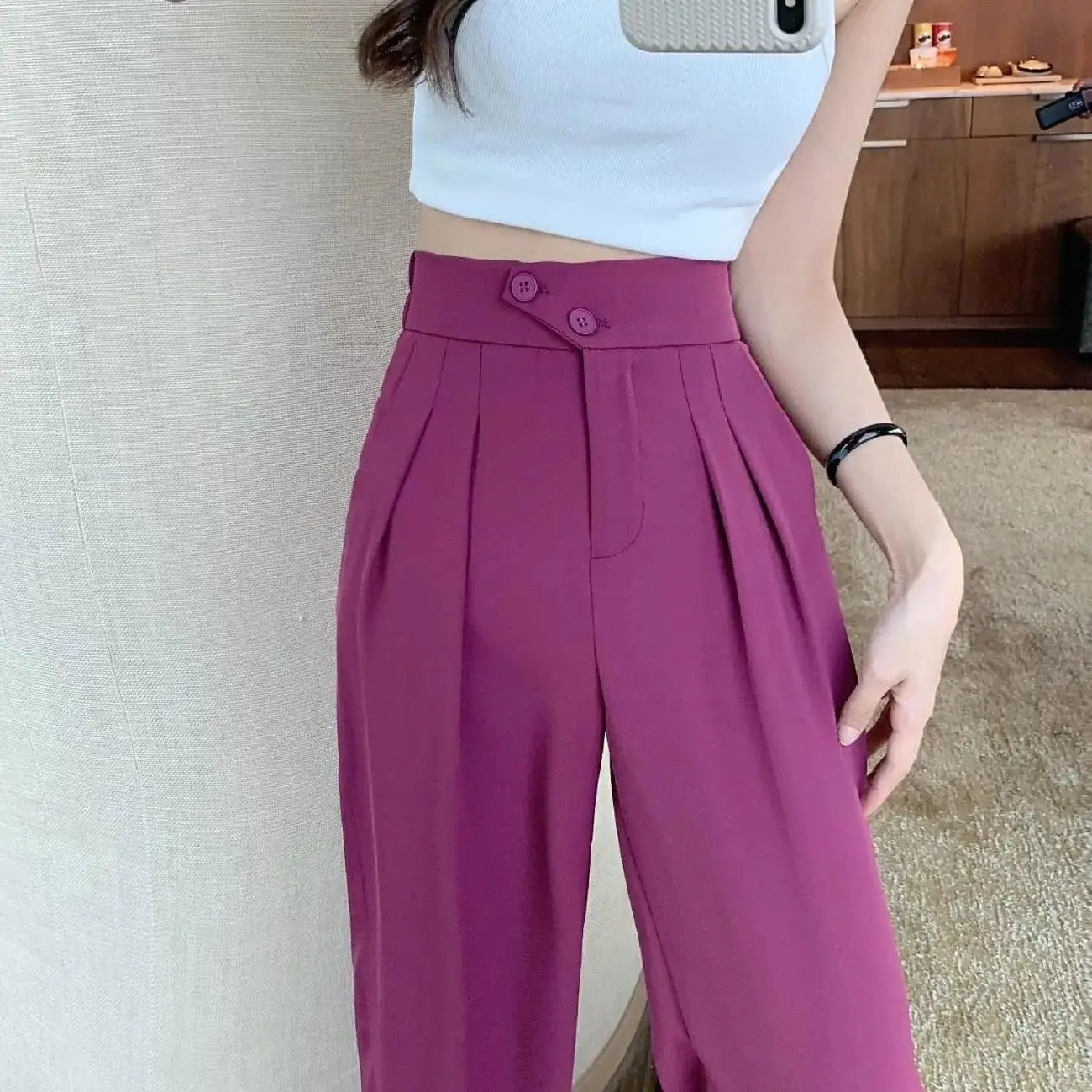 Pantalon Ample à Taille Haute