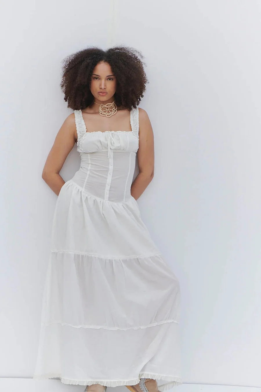 Robe Plissée Blanc/Noir