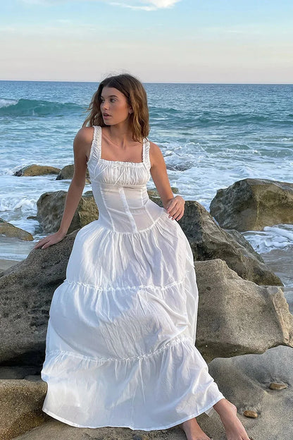 Robe Plissée Blanc/Noir